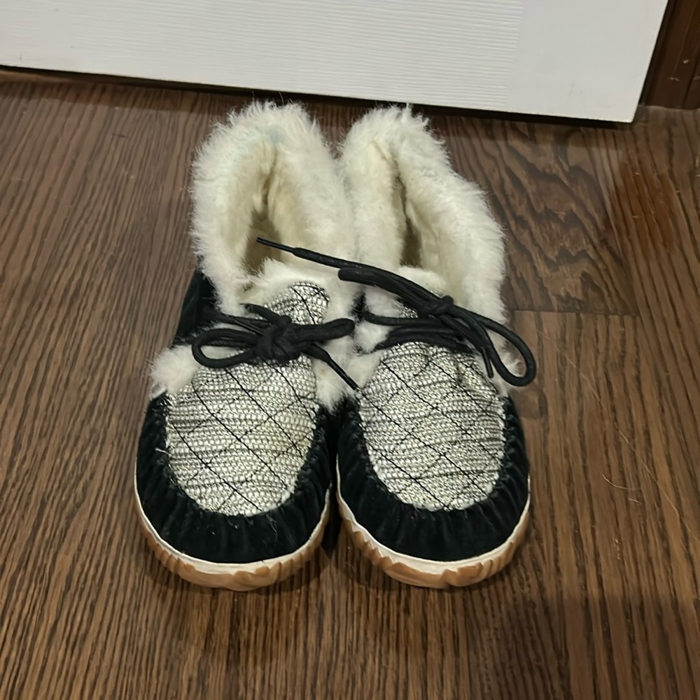 Sorel Black and Cream Quilted Winter Boots